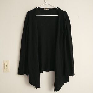 Minnie Rose Open Front Cardigan Womens S Black 100%Cashmere Flare Sleeve Boho